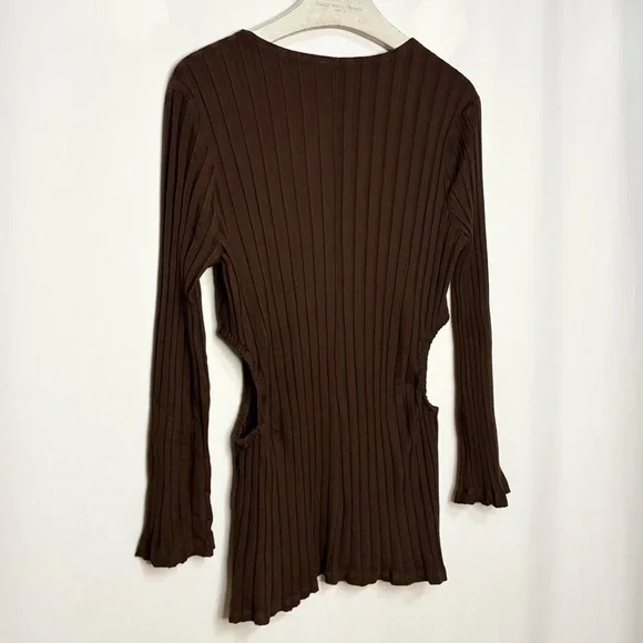 Reformation Brown Ribbed Too With Cut Outs - Picture 3 of 5